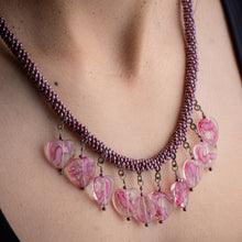 Load image into Gallery viewer, Pink Hearts Kumihimo Necklace
