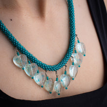 Load image into Gallery viewer, Aqua hearts Kumihimo Necklace
