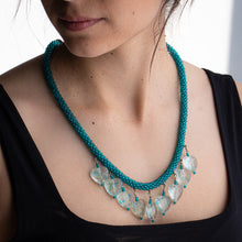 Load image into Gallery viewer, Aqua hearts Kumihimo Necklace
