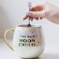 Load image into Gallery viewer, Stay Wild Moon Child - Mug Set + Natural Amethyst Tea Accessories
